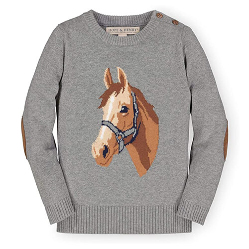 Hope & Henry Girls' Intarsia Horse Sweater