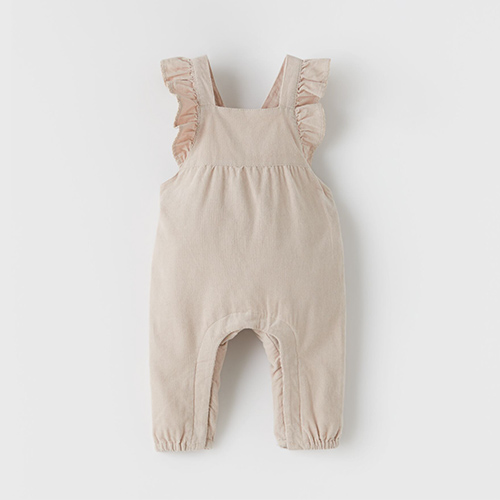 Fine Waled Corduroy Ruffled Overalls by Zara